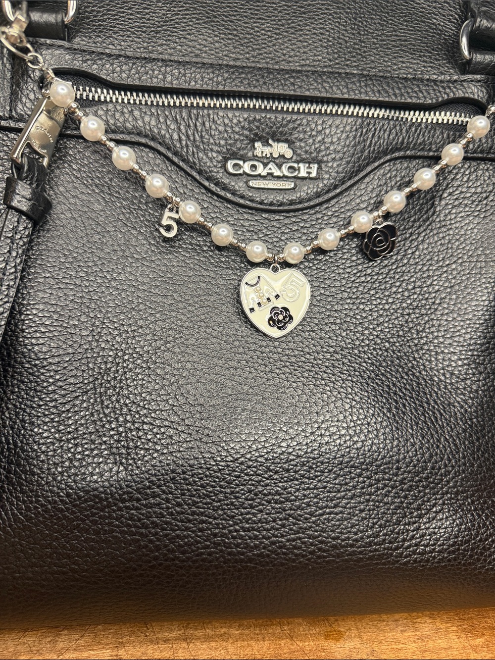 Silver Pearl Bag Charm Strap No. 5